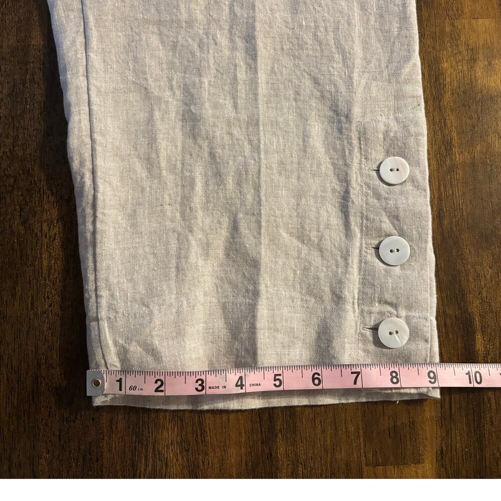 Chico’s 2 or US 12 Pants 100% Linen Straight Leg Pull On Crop 24" Inseam - Picture 10 of 10